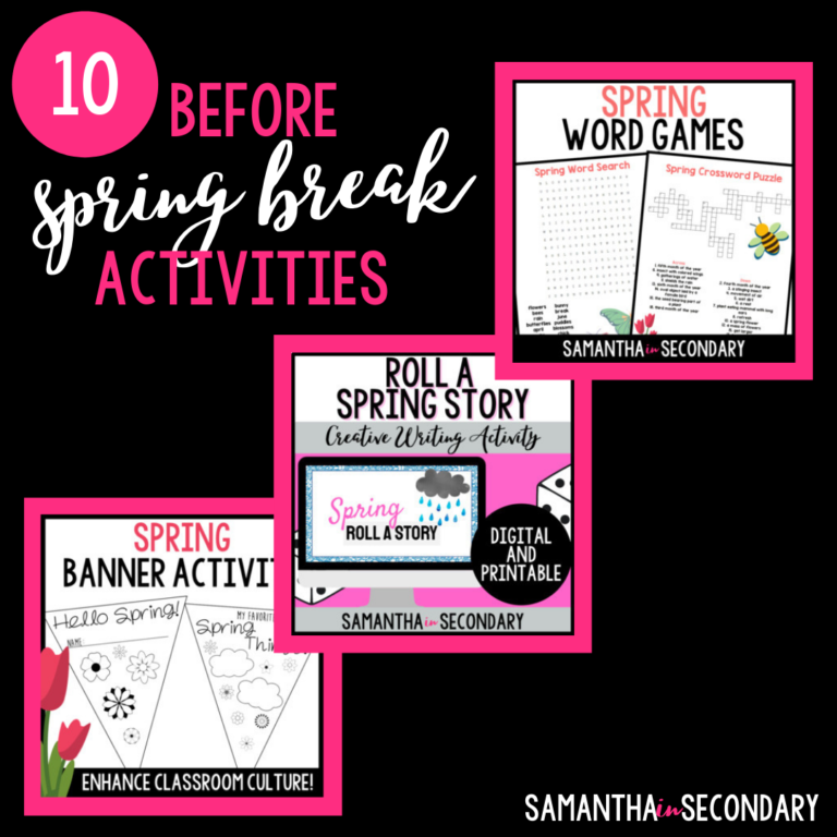 10 Day Before Spring Break Activities for Secondary English Language ...